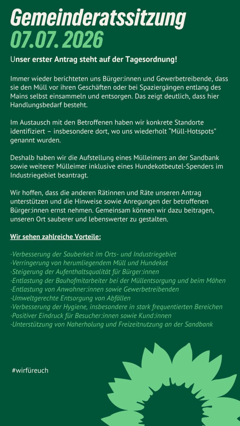 Unser erster Antrag steht auf der Tagesordnung